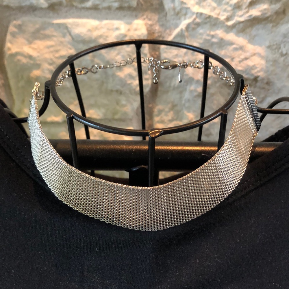 Elegant Silver Mesh Choker Necklace